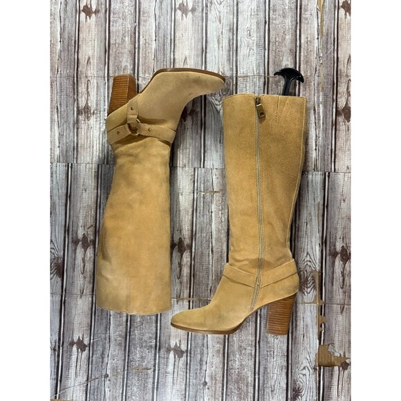 Lauren Ralph Lauren Fareeda Buckle suede Knee-High Boots sz 7.5 B color beige - Picture 4 of 10